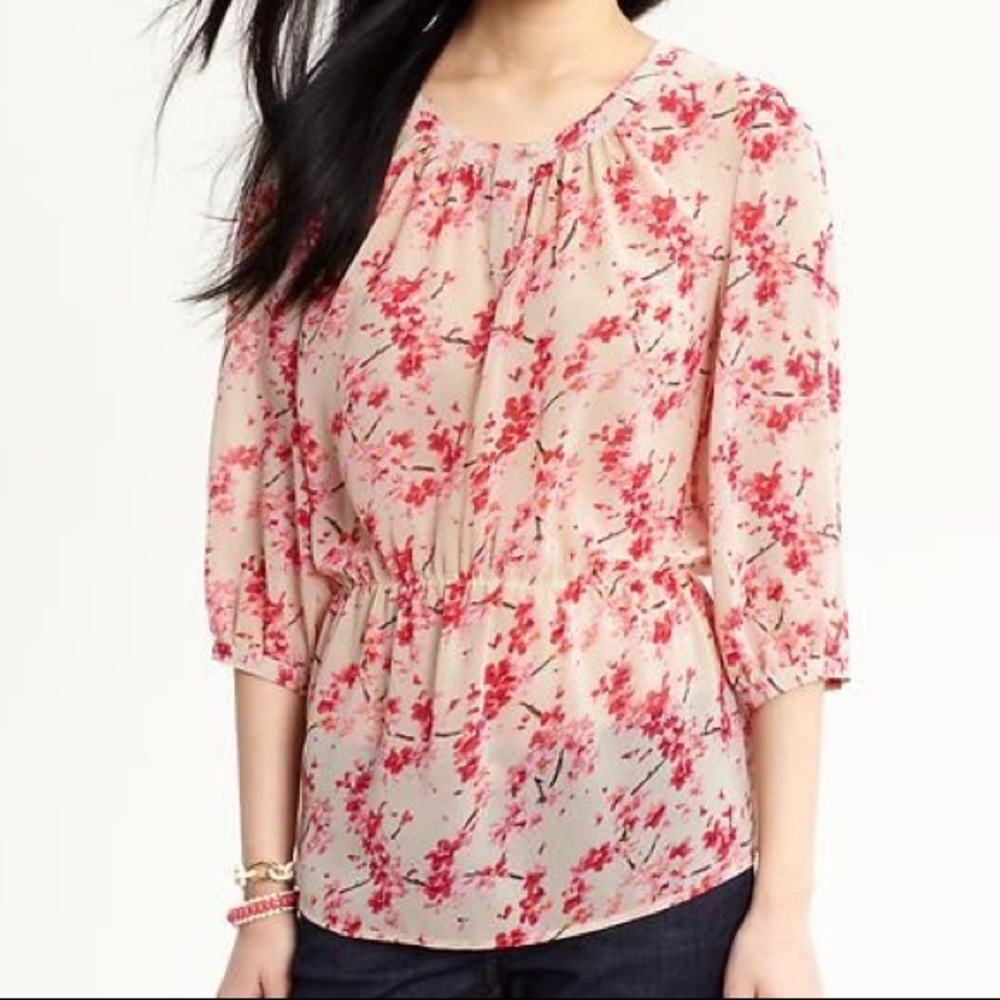 Banana Republic Cherry Blossom Sheer Blouse